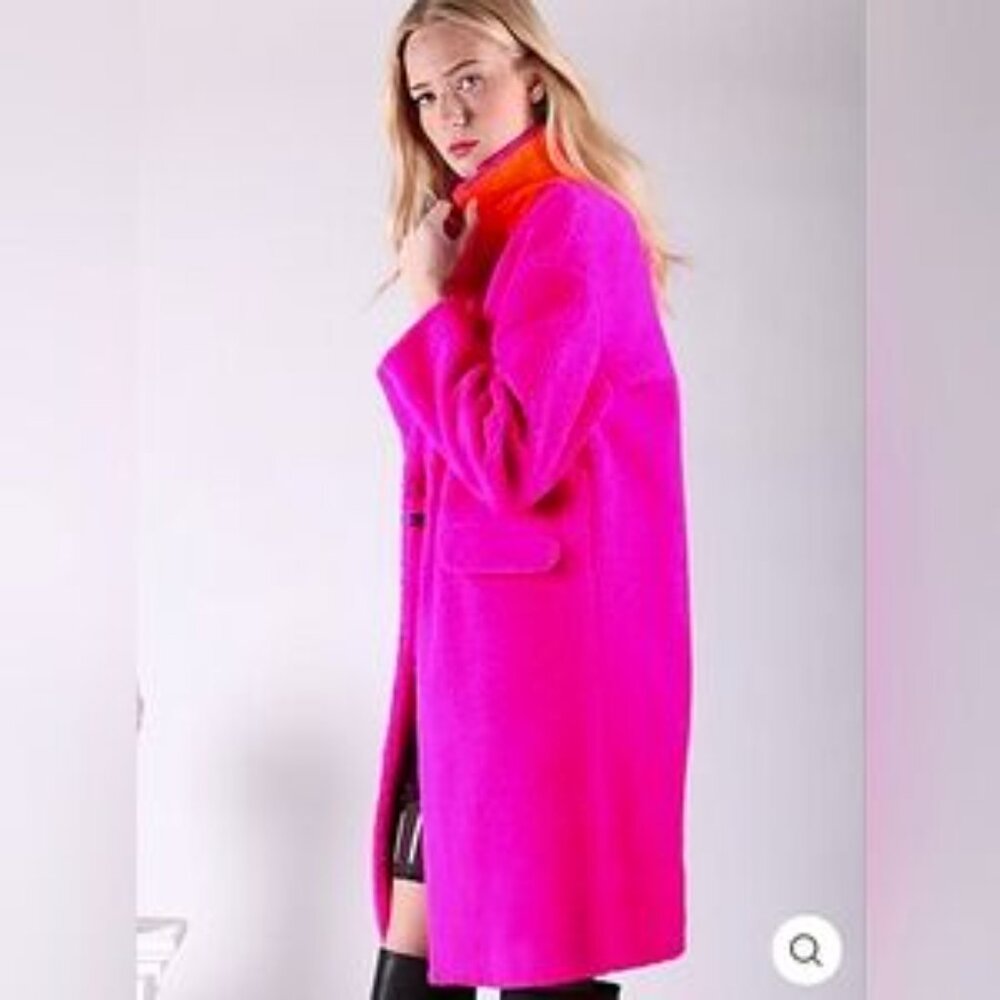 VILAGALLO PINK FLOUR COAT WITH ORANGE POP ON THE COLLAR